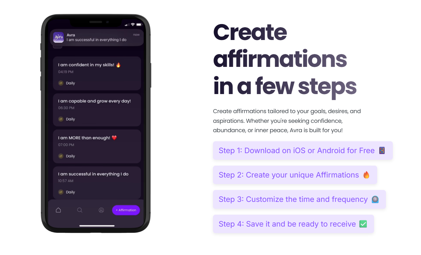 Экран создания аффирмаций